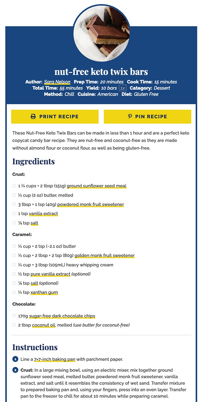 Screenshot of Real Balanced recipe card example
