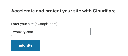 An example of adding a domain to Cloudflare.