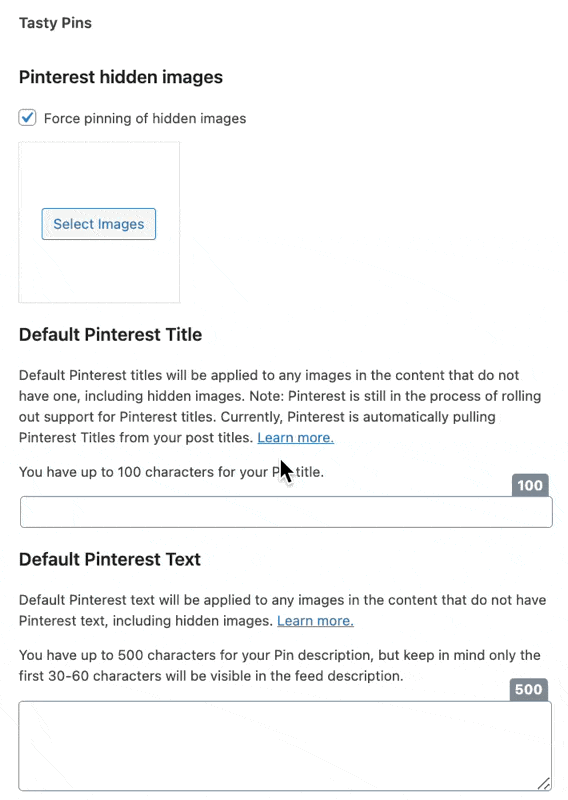 An image showing how to upload your force pin images to WordPress with Tasty Pins