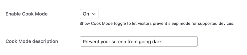 A gif showing how to enable and disable cook mode, in addition to editing your cook mode description