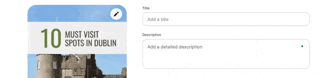 A gif showing how to add a title and description when creating a Pin on Pinterest.